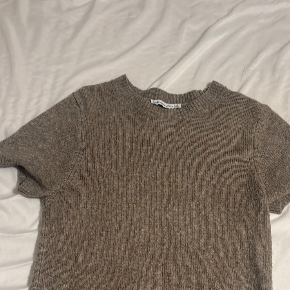 Abercrombie & Fitch Brown Boxy Ribbed Short Sleeve T-Shirt